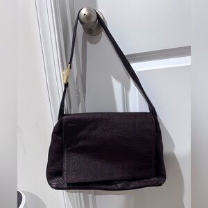 Vintage Tommy Hilfiger Brown Leather Bag Purse with Flap Closure